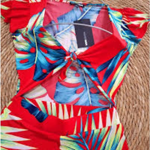 Fashion Nova Tropical Red Jumpsuit - Picture 2 of 3